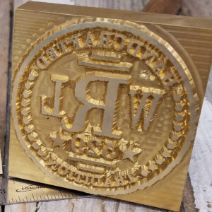 Brass custom wood branding iron with WRL design
